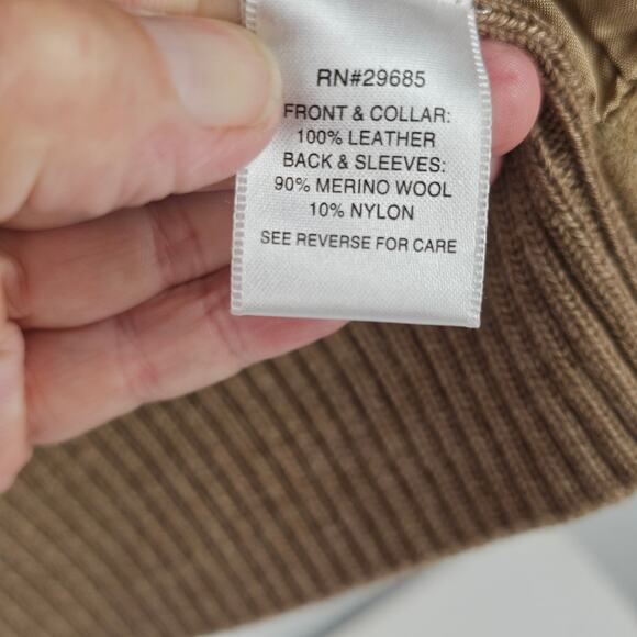 Jacket Pendleton camel brown suede wool rib knit zip front size Medium - Picture 7 of 8